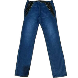 Boom Boom Jeans with quilted black vegan/faux leather panels dark wash L